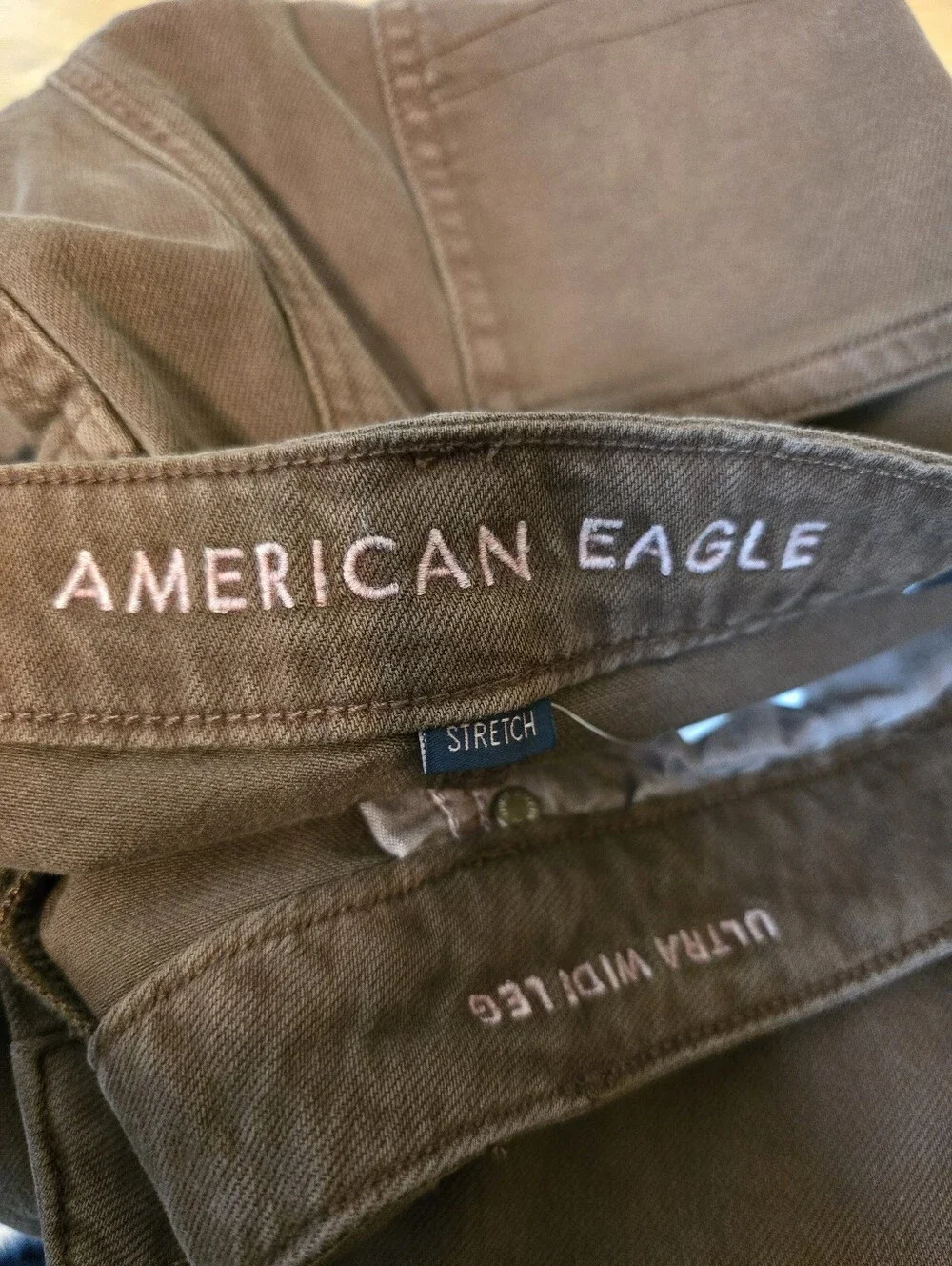 AE American Eagle Low-Rise Ultra Wide-Leg Pant Chocolate Brown 12 Regular - Picture 9 of 16
